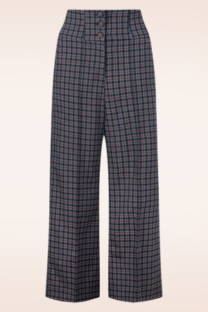 Bonny High Waist Check Hose in Blau und Grau