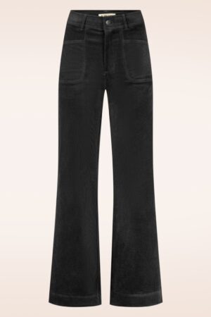 Cara Wide Leg Cord Hose in Schwarz