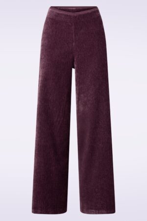 Elba Wide Leg Samt Hose in Pflaumenviolett