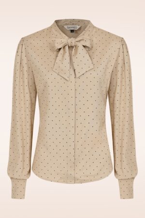 Elise Pussy Bow Bluse in Hellbraun