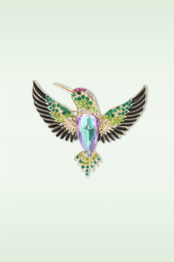 Funkelnde Kolibri-Brosche in Multi