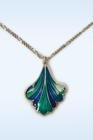 Ginko Leaf Necklace in Blau und Grün