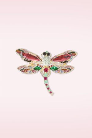 Glitzernde Dragonfly Brosche in Rosa und Multi