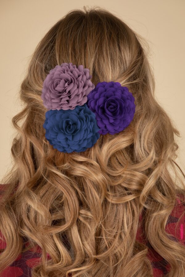 Haarblumen-Set in Distel, Dark Denim und Petunia