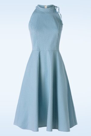 Hattie Halter Spot Swing Kleid in Himmelblau