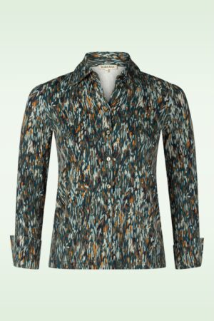 Mary Graphic Print Bluse in Petrolblau