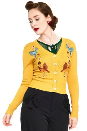 Voodoo Vixen Strickjacke Yellow Woodland Cardigan