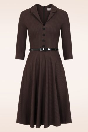 Arinde Pinstripes Swing-Kleid in Braun