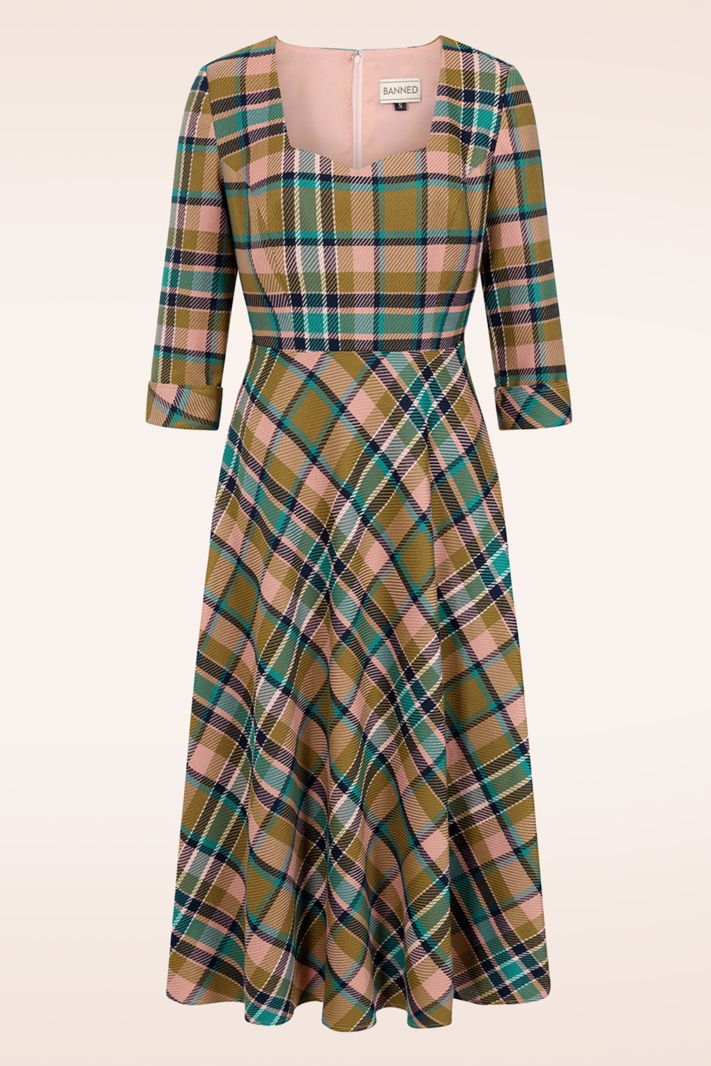 Didi Checkered Swing Dress in Blush Pink