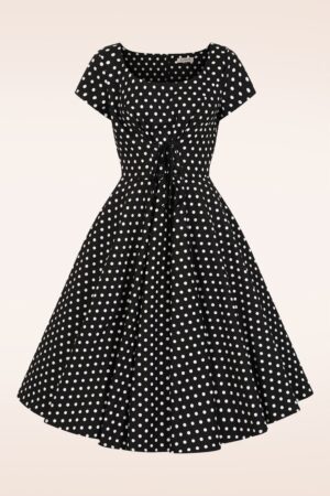Kehlani Polka Dot Swing Dress in Schwarz