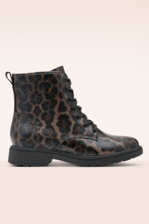 Lucy Vegan Booties in Dark Leopard