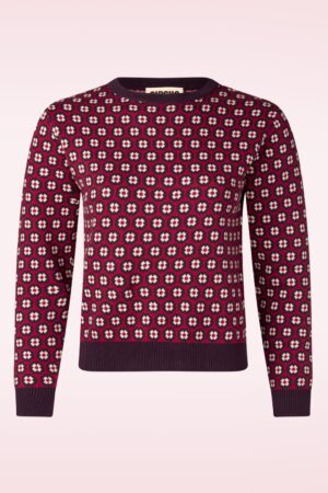 Pansie Knitted Sweater in Purple and Red