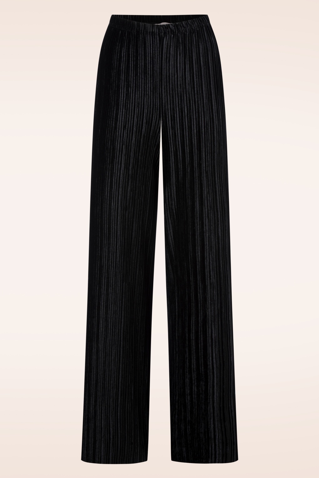 Piper Plissee Samt Hose in Schwarz