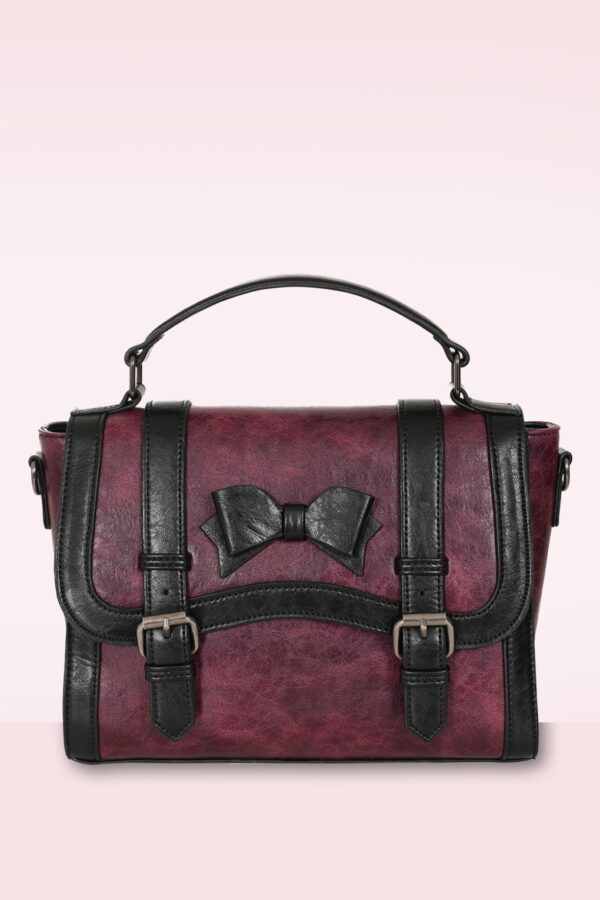 Vintage Voyager Handtasche in Weinrot und Schwarz