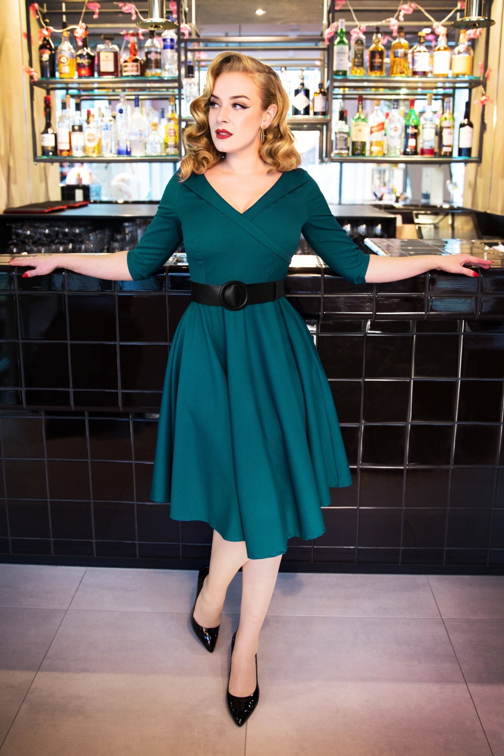 Aviva Swingkleid in Petrolblau