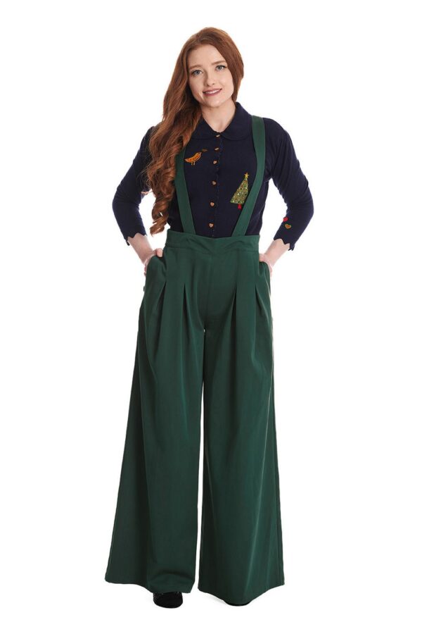 Banned Marlene-Hose Palazzo Diamond Grün Vintage