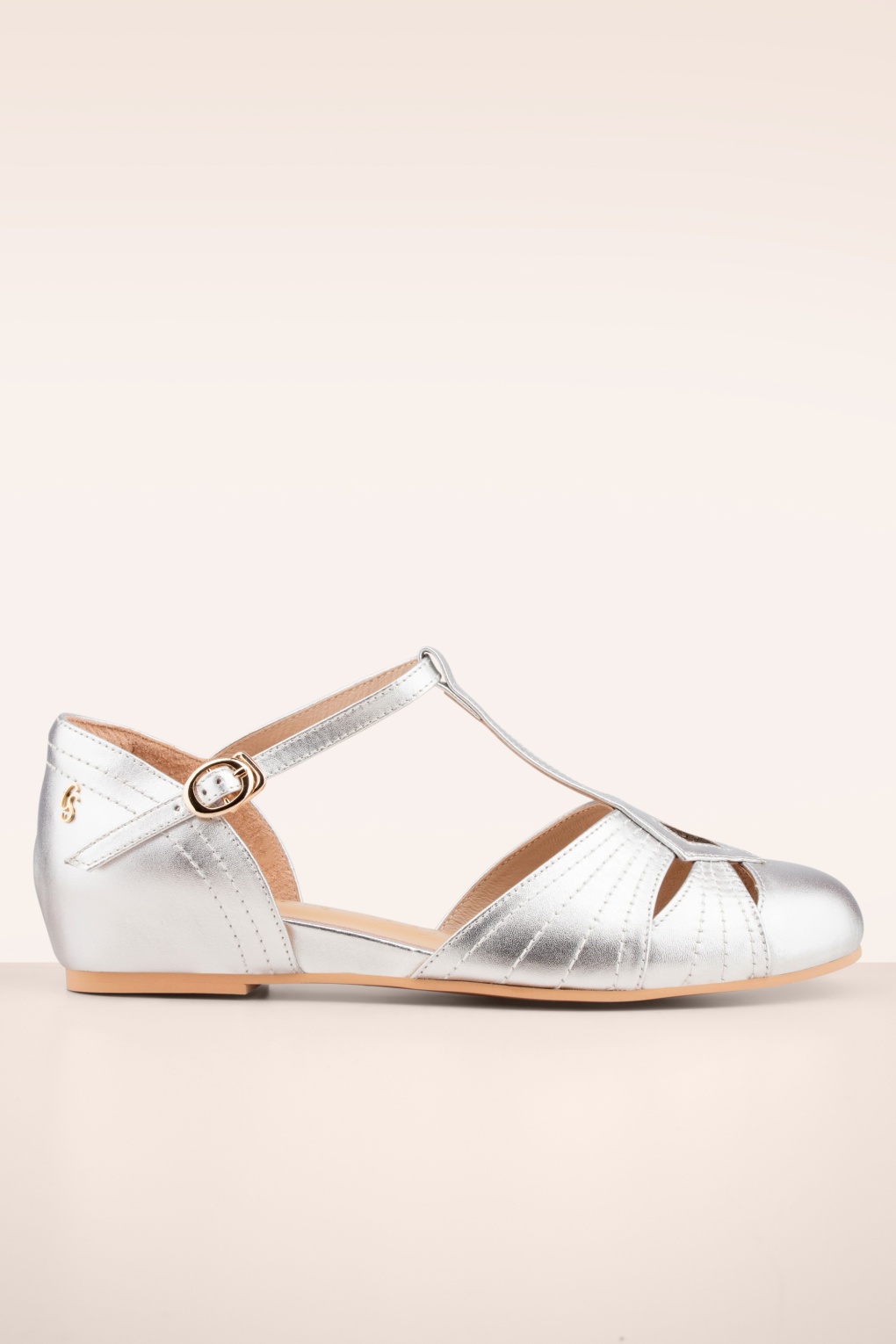 London T-Strap Flats in Silber