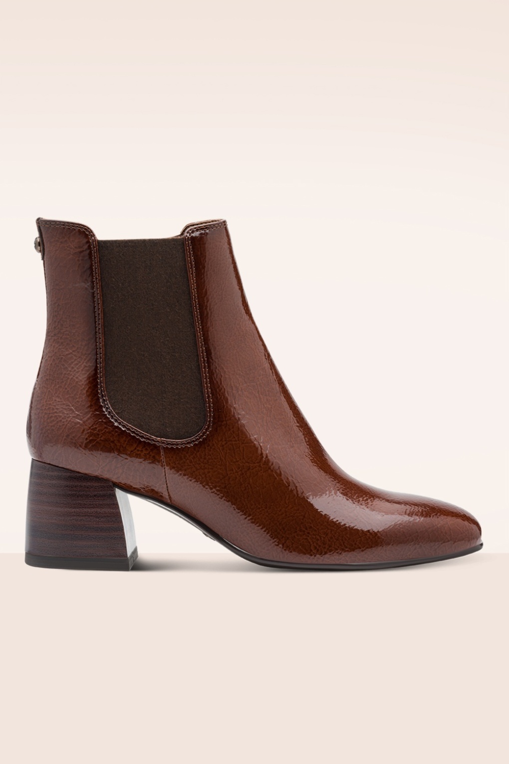 Paloma Lack-Stiefeletten in Cognac