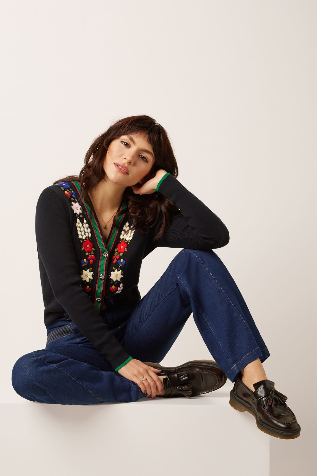 Perry Rippstrick-Cardigan in Schwarz