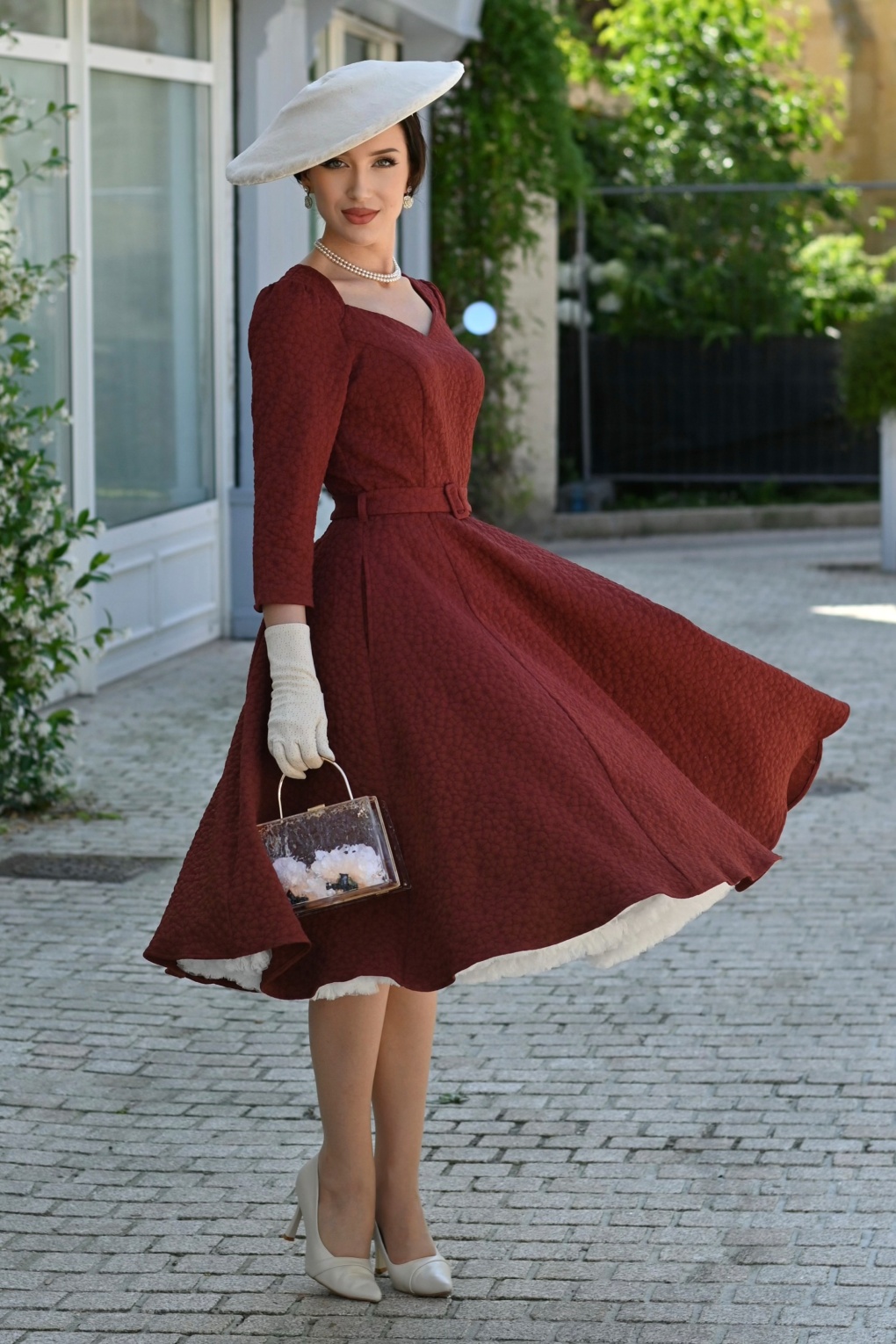 Rustic Romance Swingkleid in dunklem Terrakotta