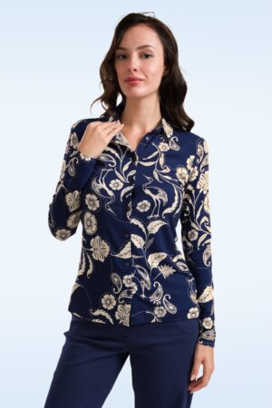 Sill Birds of Paisleys Bluse in Marineblau