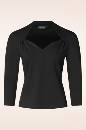 Sweetheart Jersey Top in Schwarz