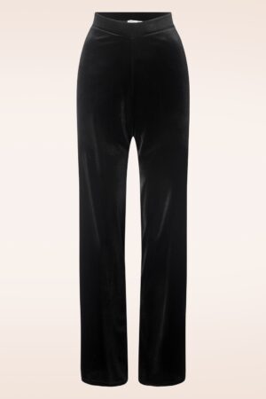 Victoria Samt Hose mit geradem Bein in Schwarz