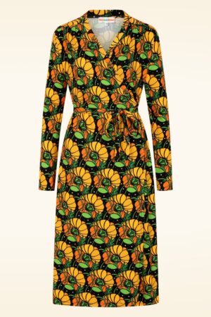 Anna Klara Kronblad Wickelkleid in Schwarz und mehrfarbig