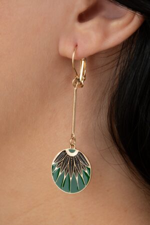 Art déco Disc Ohrringe in Smaragdgrün