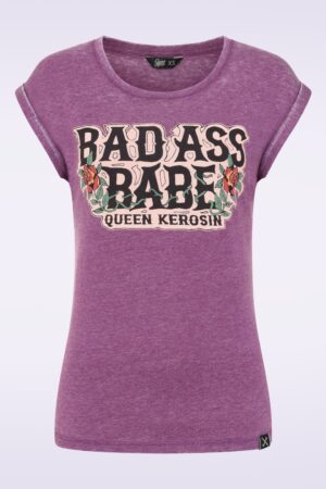 Badass Babe T-Shirt in Pflaume