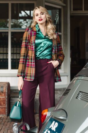 Daisy Caroll Karierter Blazer in Goldbraun