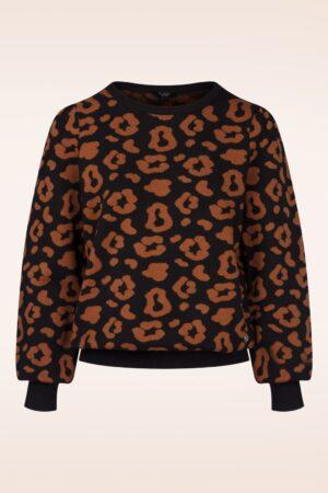 Ellie Leopard Strickpullover in Schwarz und Braun