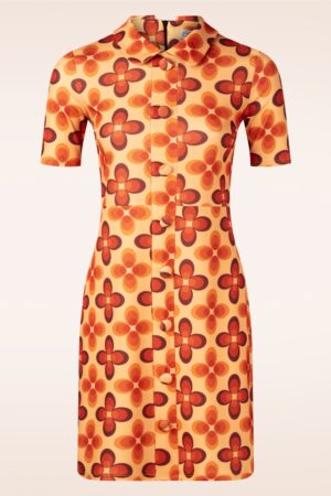 Exklusiv bei Topvintage ~ Dharma Kleid in Orange und Braun.