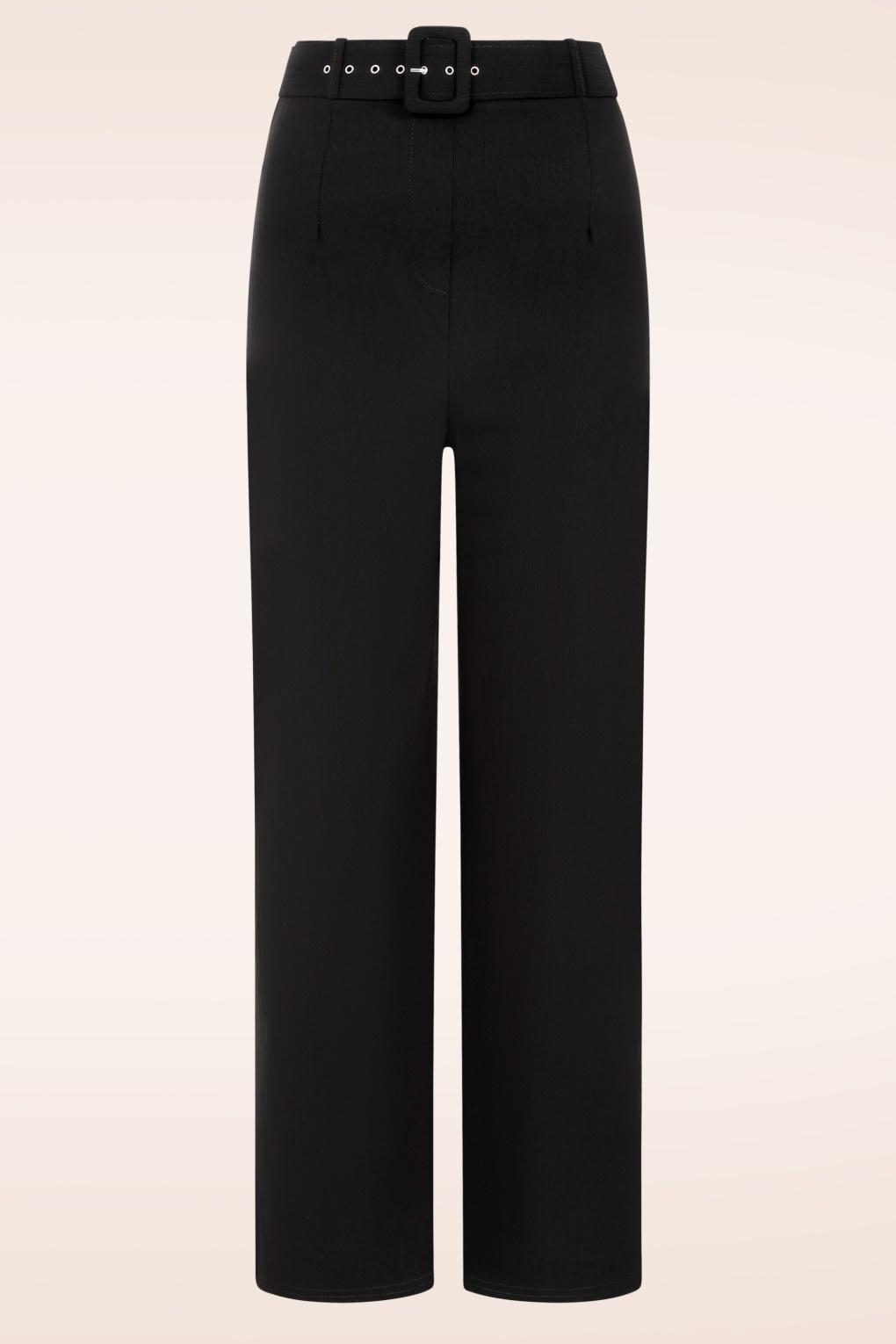 Exklusiv bei Topvintage ~ Sasha Strukturierte Stoffhose in Schwarz