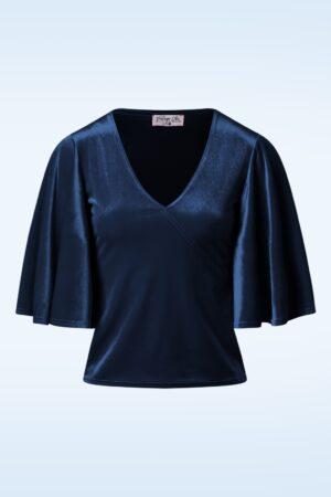 Exklusiv bei Topvintage ~ Verona Samt Top in Marineblau