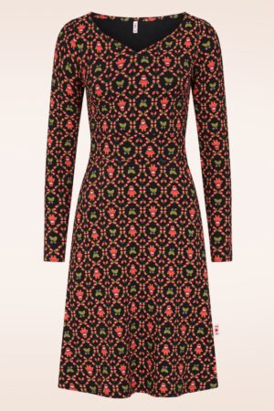 Froggy Queen Jerseykleid in Rose-Hip-Hella-Schwarz