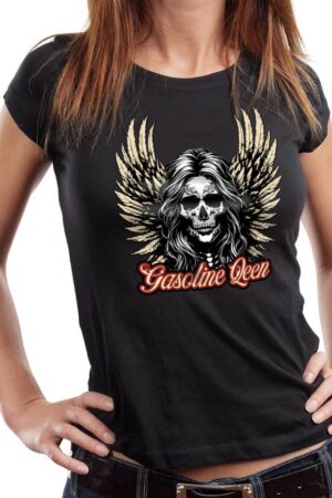 GASOLINE BANDIT® T-Shirt Damen Lady Biker Motorrad Shirt: Gasoline Queen