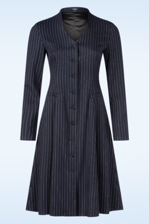 Gennifer Nadelstreifenkleid in Dunkelblau