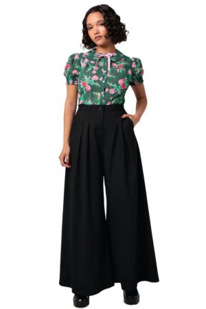 Hell Bunny Schlaghose Simone Swing Trousers Marlenehose Vintage Retro Wide Leg
