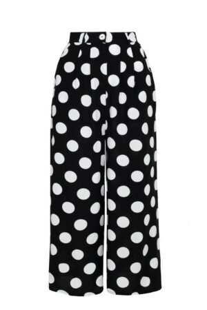 Hell Bunny Stoffhose Dolores Cropped Trousers Polka Dot 50s 60s Vintage Retro Wide Leg