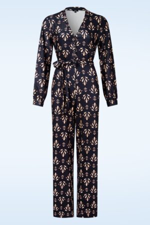 Jessy Jumpsuit in Dunkelblau und Camel