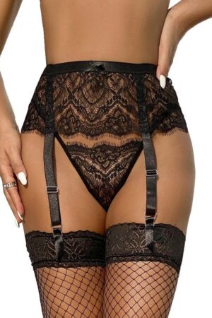 Lau-Fashion Strapsgürtel Strumpfhalter Fransen Unterwäsche Dessous Hüfthalter Strapse S/XL