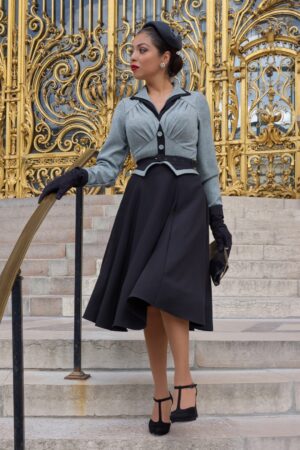 Leane Azure Swingkleid in Azurblau und Marineblau