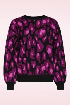 Lennie Leopard Strickpullover in Schwarz und Lila