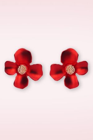 Lucite Style Flower Ohrringe in Rot