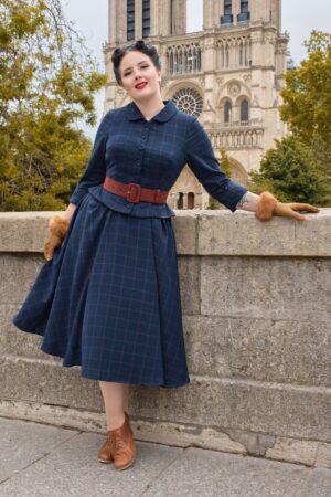 Maissa Lee Swingkleid in Marineblau und Sienna