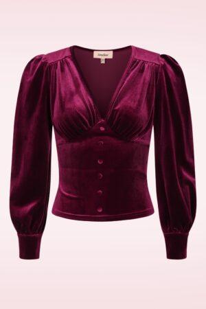 Malika Samt-Oberteil in Weinrot