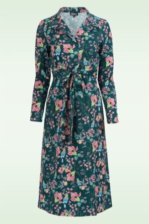 Marilyn Birdy Kleid in Petrol und mehrfarbig