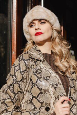 Marilyn Kunstfellmütze in Beige