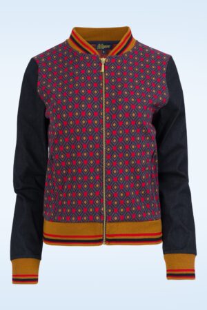 Nora Denim Bomberjacke in Blau und mehrfarbig